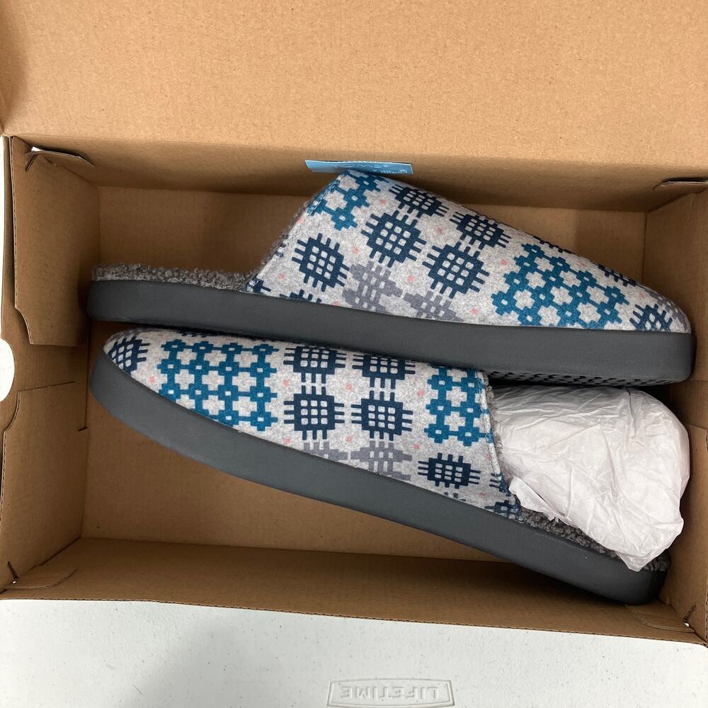 West Elm Toms Colab Blue Frost Grey Snowdon Repreve Two Tone Felt Harbor Slipper